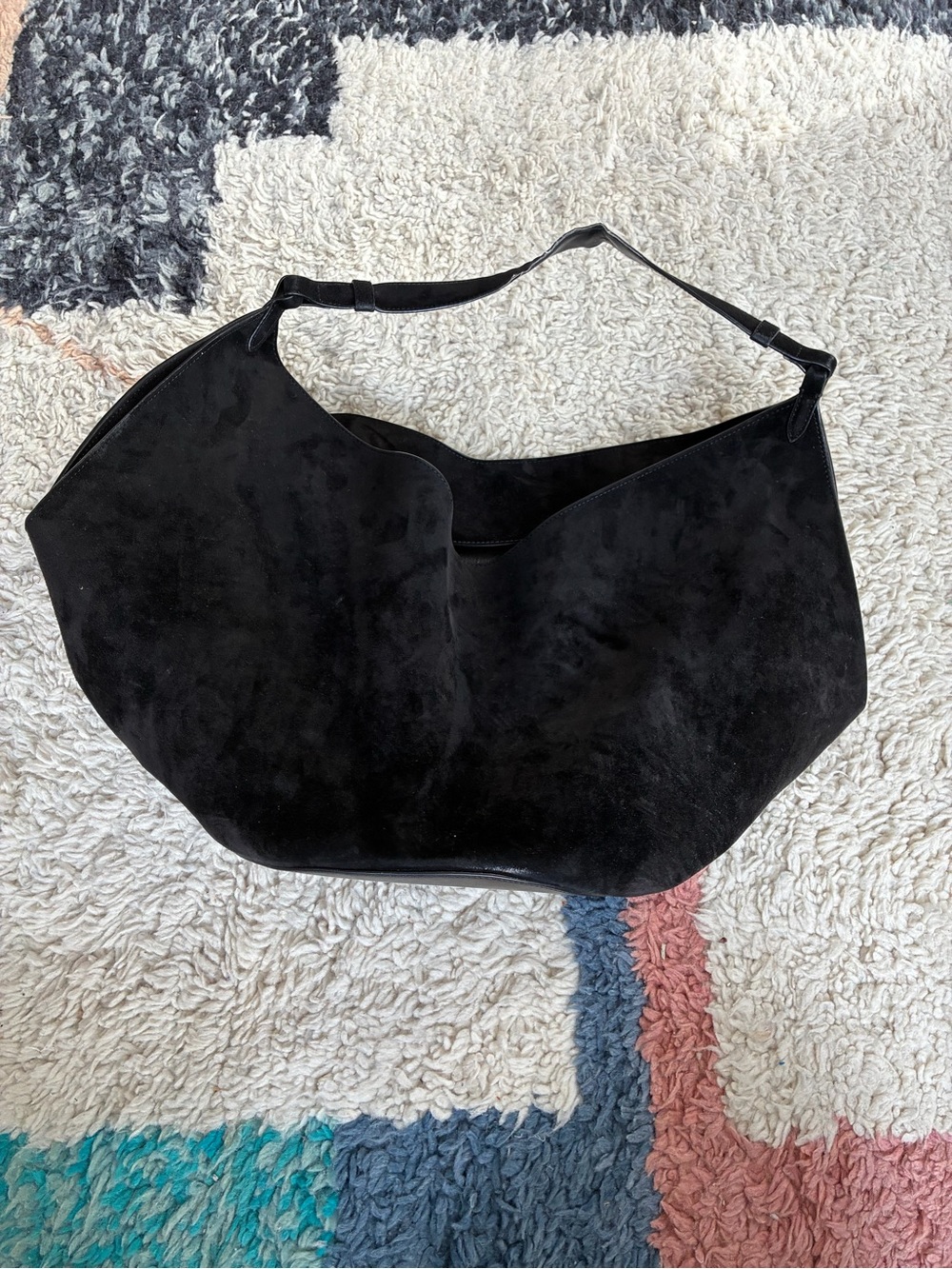 KHAITE - Lotus Black Suede Shoulder Bag - Picture 2 of 7